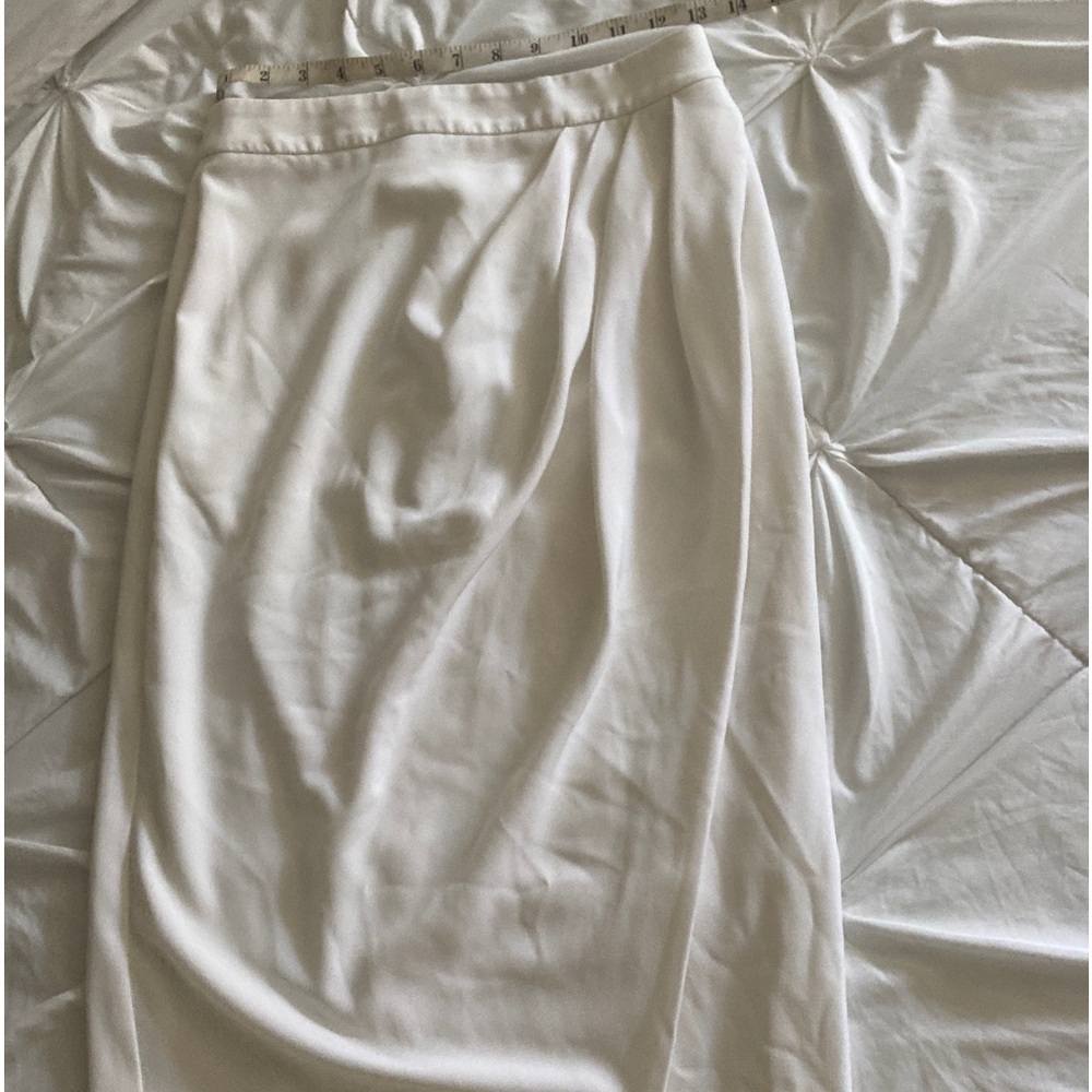 Eva Mendes faux wrap midi skirt
